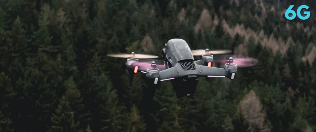6G drone protecting rainforests.